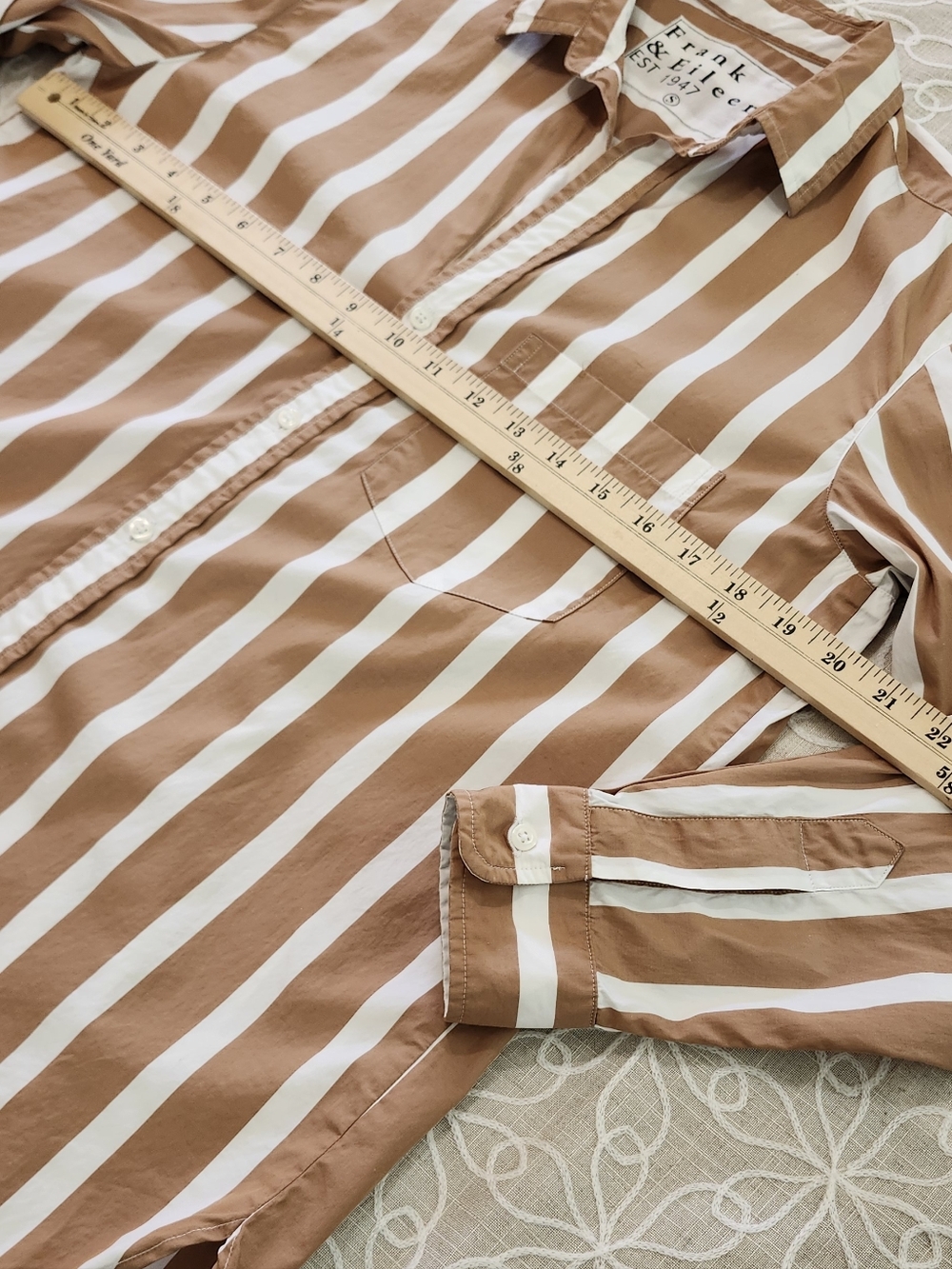 Frank & Eileen Joedy Stripe Boyfriend Button Up Shirt 100% Cotton Small - Picture 10 of 13